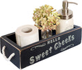 Hello Sweet Cheeks Bathroom Decor Box, One Box with Design on 2 Sides Farmhouse Bathroom Decor Toilet Organizer