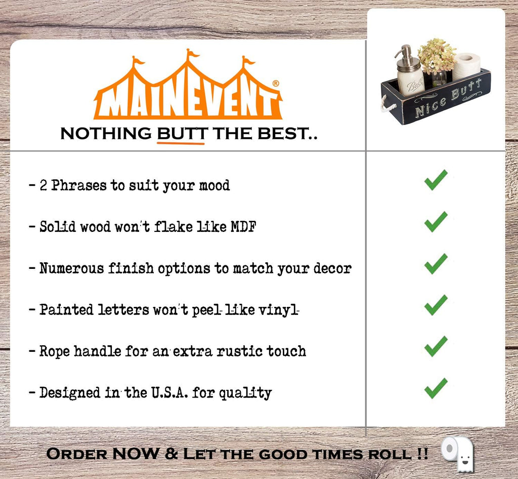 Hello Sweet Cheeks Bathroom Decor Box, One Box with Design on 2 Sides Farmhouse Bathroom Decor Toilet Organizer